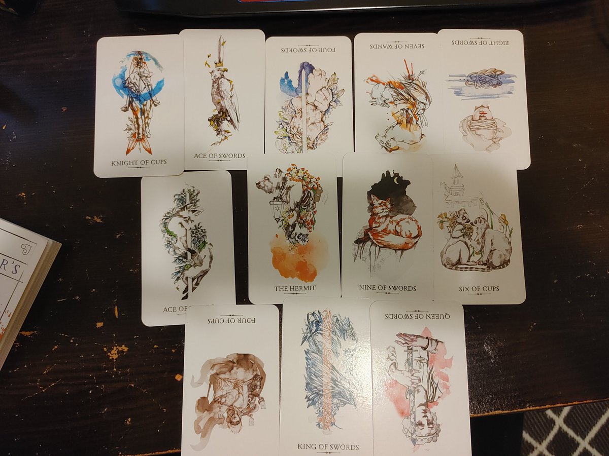 got my year's spread done by @SneppyDoo and so many swords... 