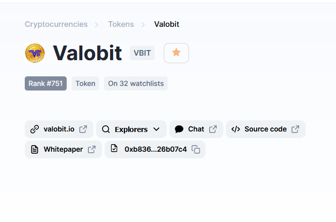 Valobitio's tweet photo. #vbit #VALOBIT coinmarketcap ranking up #751 😀😀😀 https://t.co/zyftaCinyI