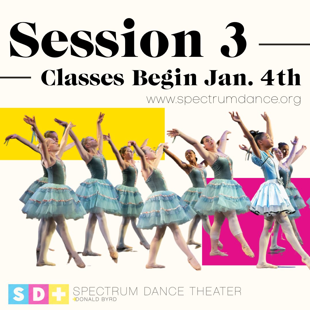 Session 3 classes at The School of Spectrum Dance Theater begins tomorrow Monday, January 4th! Enrollment is still open! Link in bio and available via our website spectrumdance.org
