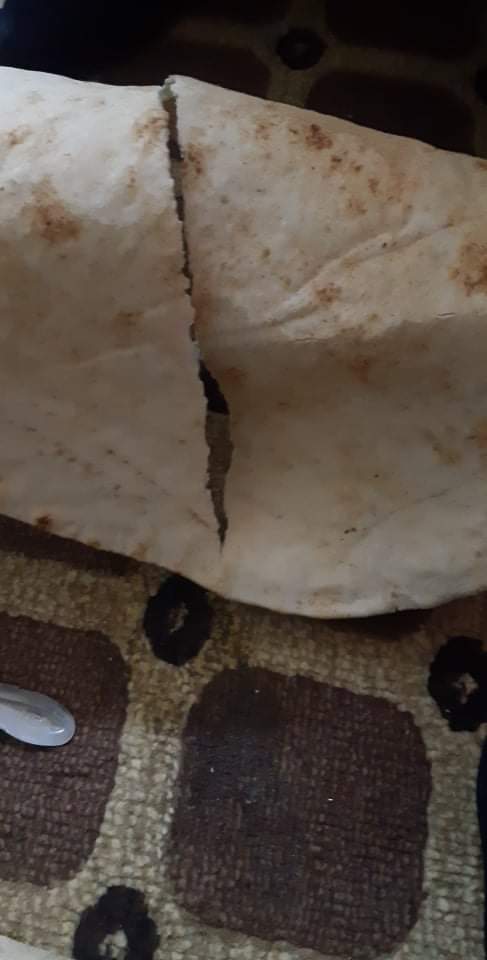 Similarly to other areas of Syria, the quality of the bread is also extremely poor. This is a photo of yesterday's bread. A Syrian militiaman who is from Qomhaneh & lives there sent me the photo & added "this is not edible but we have to eat to avoid starving to death."