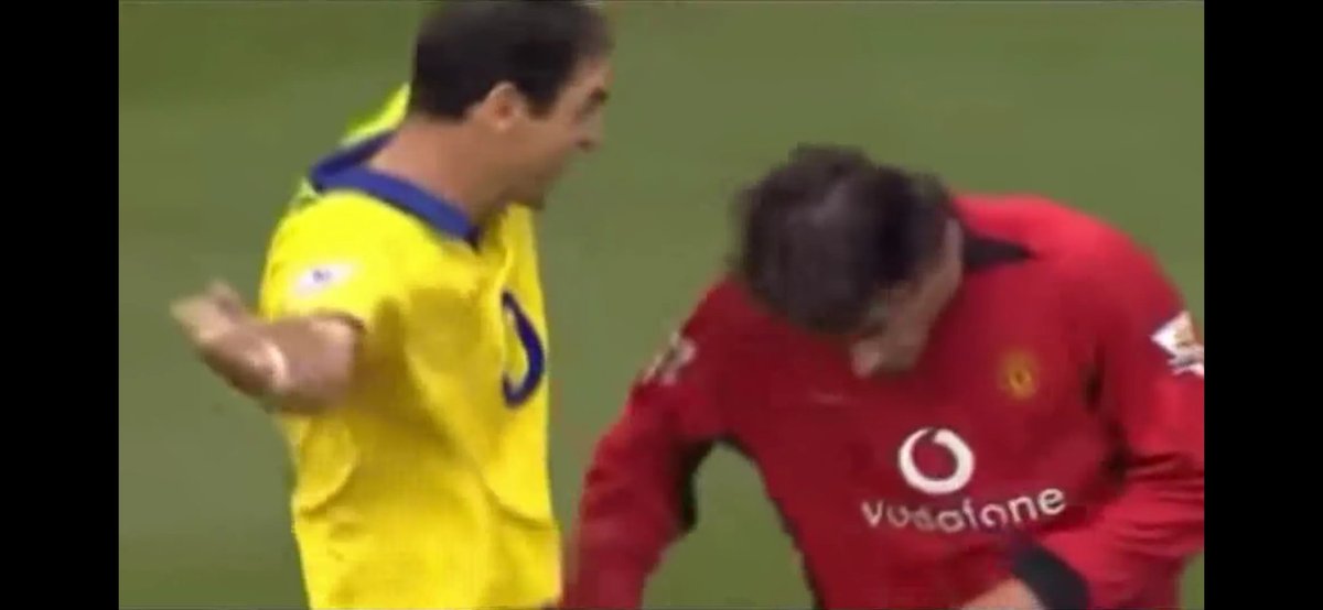 Arsenal players took revenge on Van Nistelrooy who was accused of overacting when Vieira pushed him & was sent-off. This behavior meant a sanction for the London team, but Arsenal anyway could keep his condition of unbeaten. Later this match was named 'The Battle of Old Trafford'
