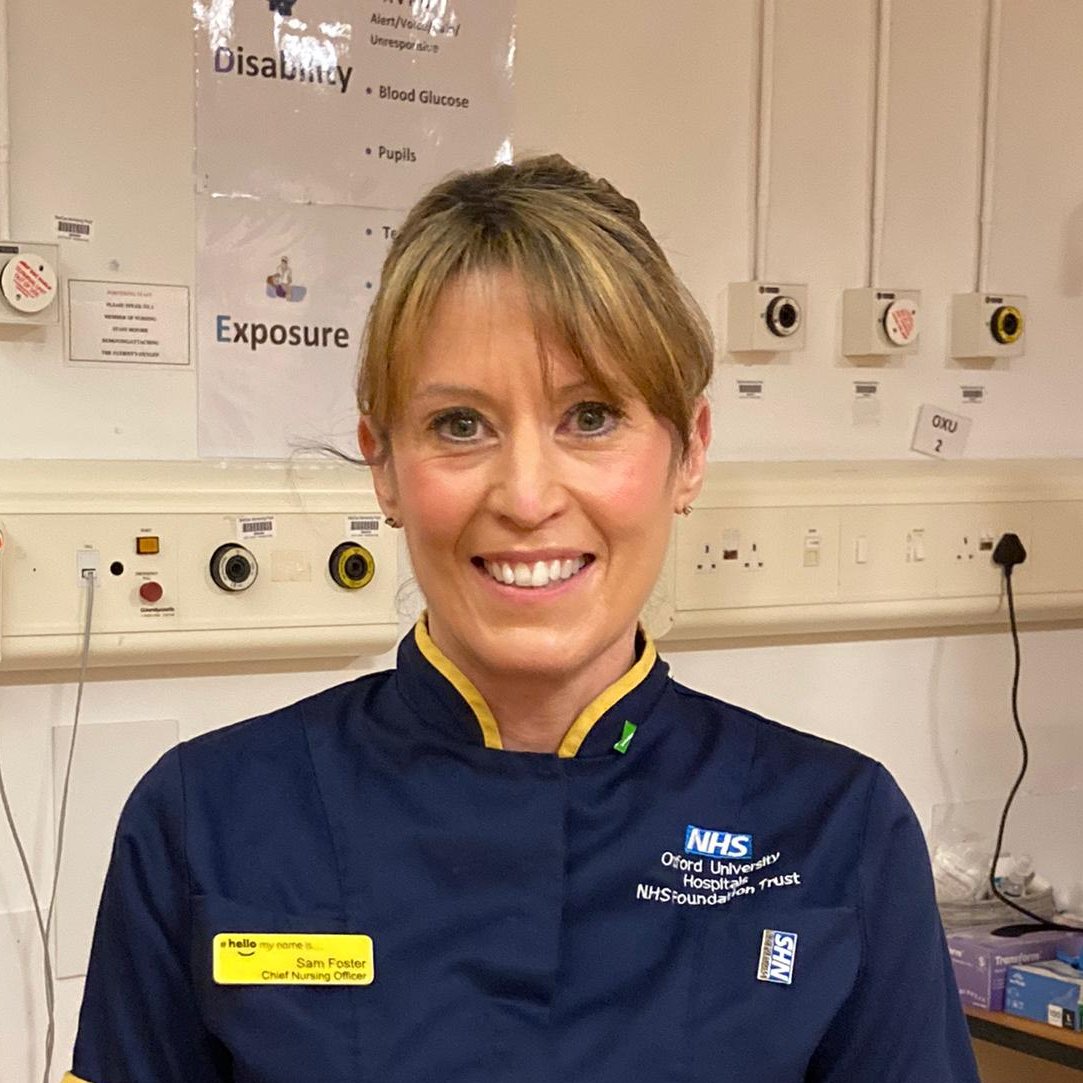 Chief Nursing Officer of Oxford University Hospitals NHS Foundation Trust, Sam Foster, who administered the Oxford AstraZeneca vaccine dose this morning.