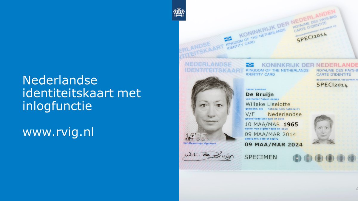 Architectuur schraper hoog RvIG on Twitter: "Vanaf vandaag kun je de vernieuwde Nederlandse # identiteitskaart met inlogfunctie aanvragen. Met deze ID-kaart kun je  binnenkort inloggen bij de Nederlandse overheid, het onderwijs, de zorg of  pensioenfonds via