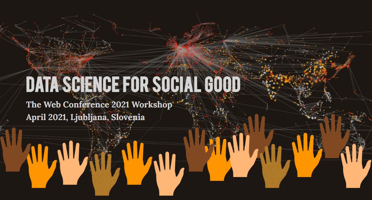 Join us at the #DataScience for Social Good workshop at @TheWebConf #WWW2021 organized by @ISI_Fondazione @danielapaolotti @ciro @elisa_omodei.
The call for contribution is now open until *January 20th*
dataforgood-www2021.weebly.com
#Data4Good #TechForGood #ICT4D #ICT4SDG