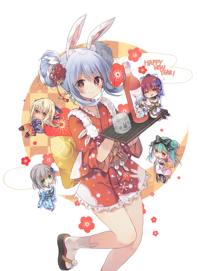 宝鐘マリン ,不知火フレア ,白銀ノエル ,潤羽るしあ ,兎田ぺこら 「#ぺこらーと 」|煉兎@skeb6件作業中のイラスト
