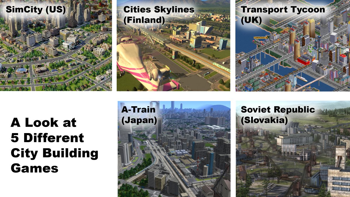 Been doing some gaming on the holidays. There's a lot of differences between different city building games, and it reflects the places where they're designed. Here's a thread on SimCity, Cities Skylines, Transport Tycoon, A-Train, and Soviet Republic. 1/