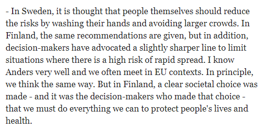 Then again, they don't make the call, the government does, as they have done before. In spring, THL estimated the mortality being the same with of a regular flu and wanted to choose the same path as Sweden, but in mid-March, government decided on a lockdown that proved effective.