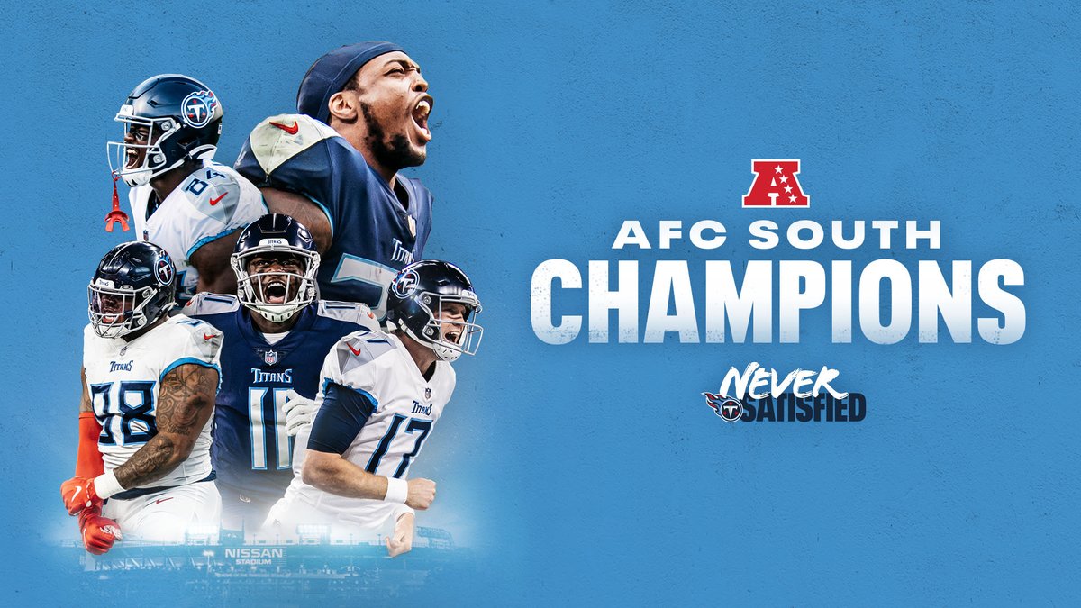 Titans's tweet image. Spread the good news: #Titans won the South! #NeverSatisfied