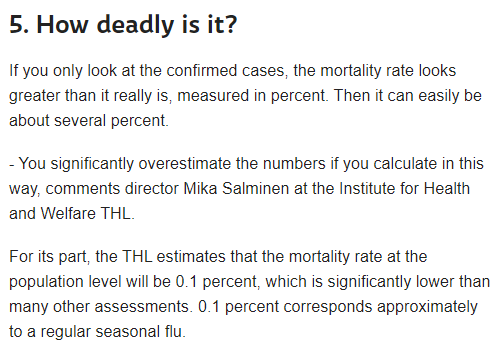 Then again, they don't make the call, the government does, as they have done before. In spring, THL estimated the mortality being the same with of a regular flu and wanted to choose the same path as Sweden, but in mid-March, government decided on a lockdown that proved effective.