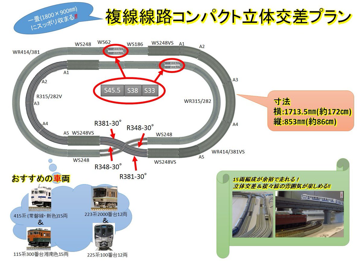 コチラのレイアウトプランの複線バージョンもご紹介！ もちろん一畳