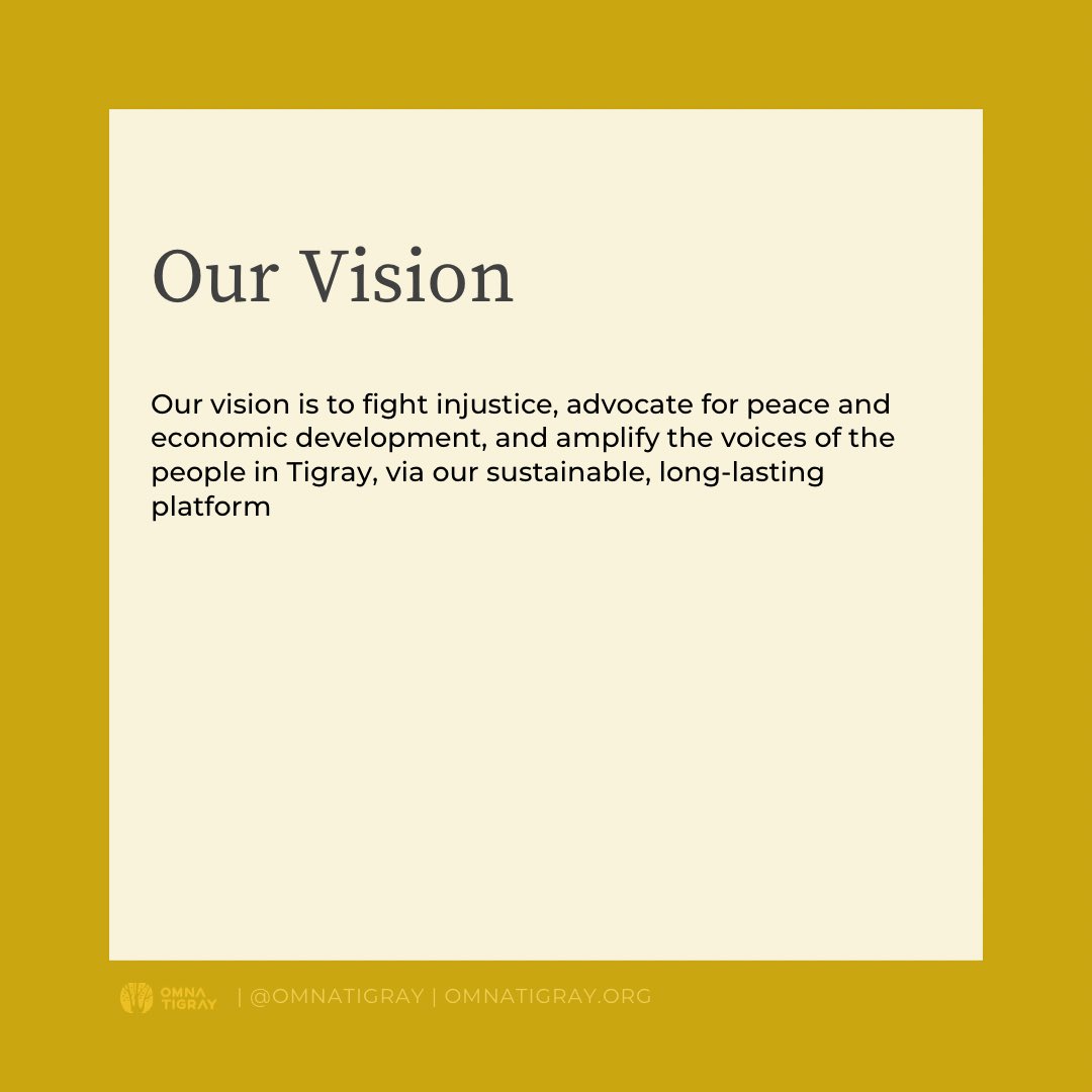 Omna Tigray was founded by a collective of Tegaru from all over the world who believe in educated advocacy and access to resources. 

Our vision is to fight injustice, advocate for peace and economic development, and amplify the voices of the people in #Tigray.

#OmnaTigray