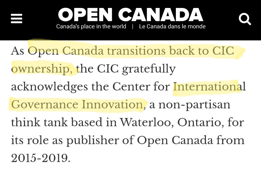 6) For context. Open Canada is the publication of the Canadian International Council. More on that in a bit.