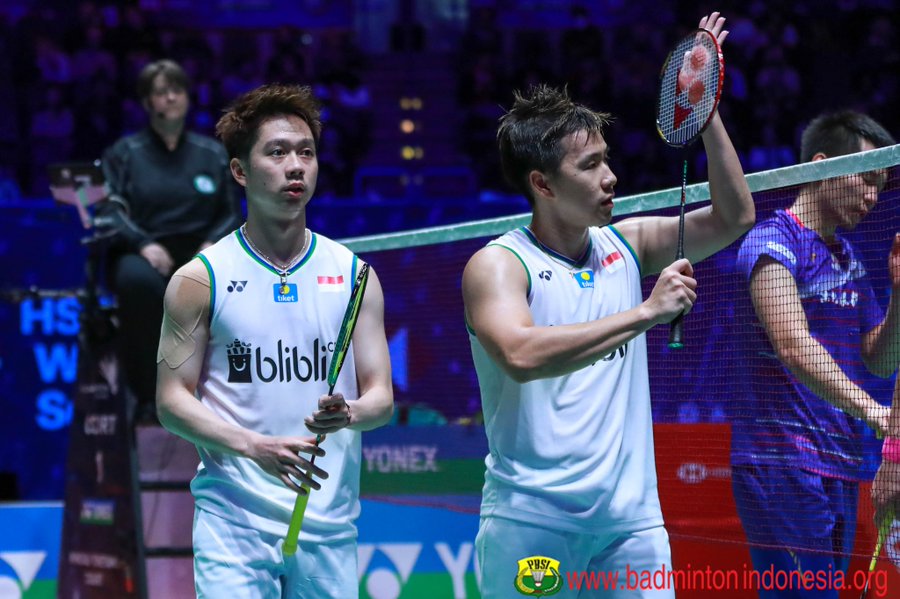 Kevin Sanjaya Sukamuljo (kiri) bersama Marcus Fernaldi Gideon