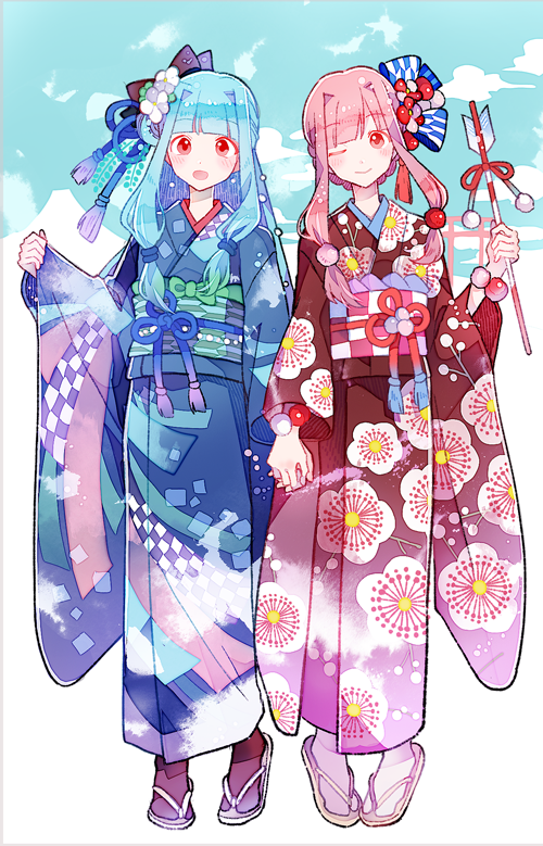 海外販売× 公式描き下ろし 琴葉姉妹 ほぼ等身大 浴衣姉妹マイクロ