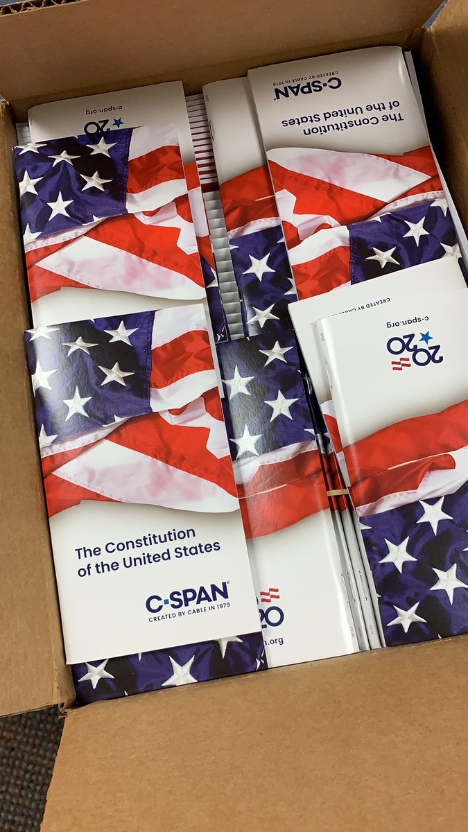 mrs_lapietra's tweet photo. 1st day back in person and was welcomed back to a box of Constitutions! Thanks @CSPANClassroom ๐ These will be extra helpful today when referring to current events! #apLPgov https://t.co/ocly0LiqWT
