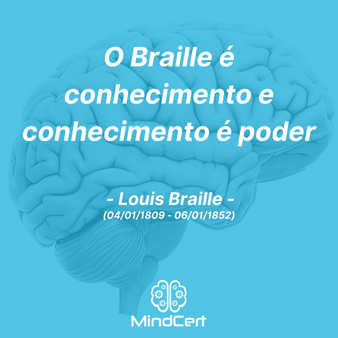 mindcertedu's tweet photo. Hoje é o dia mundial do Braille, a data foi instituída no dia 04/01 em homenagem ao dia de aniversário do inventor do sistema, Louis Braille.

#diamundialdobraille #cegos #louisbraille #frasesfamosas #frasesdodia #frases #mindcert https://t.co/OuQi411ZbU