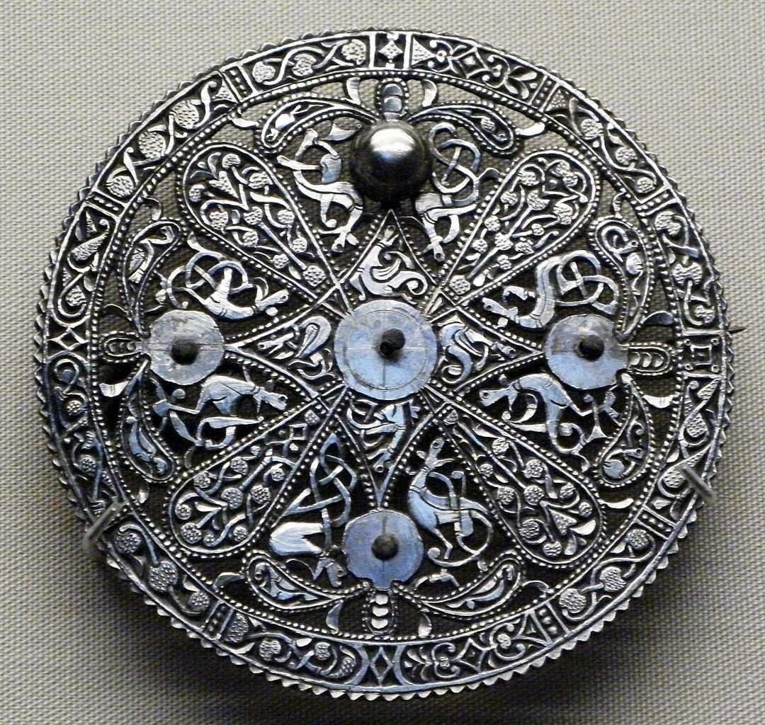 A lovely early 9th-century disc brooch with Trewhiddle-style creatures, from the Pentney Hoard, Norfolk:  https://commons.m.wikimedia.org/wiki/File:Brit_Mus_17sept_005-crop.jpg