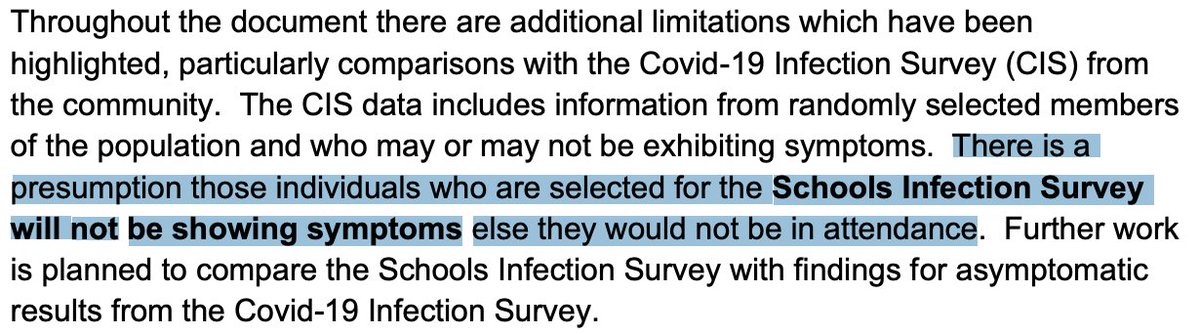 And this could underestimate the problem for school staff. That's because SIS is biased to include only people without symptoms. As children are more likely to have asymptomatic covid, SIS study will be better at finding covid among students than their teachers (5/)