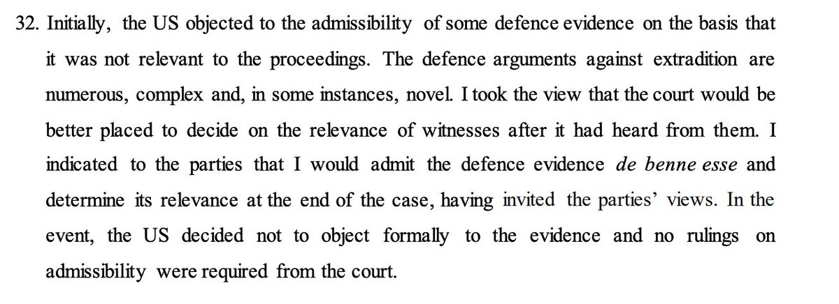 An interesting legal point from the Assange ruling that people aren't giving Baraitser enough credit for. https://www.judiciary.uk/wp-content/uploads/2021/01/USA-v-Assange-judgment-040121.pdf