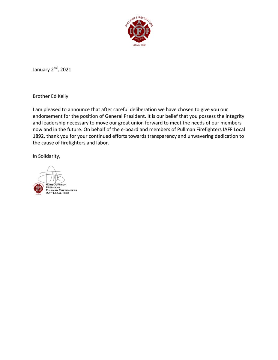 "You possess the integrity and leadership necessary to move our great union forward to meet the needs of our members now and in the future." Thank you  Pullman Firefighters Local 1892! #ReadyToLead #OurIAFF #TakeBackOurUnion #TeamEdzo
<a href="/PullmanFF/">Pullman Firefighters</a> @WSCFF_UNION <a href="/7thdistrictIAFF/">International Association Firefighters 7th Dist.</a>