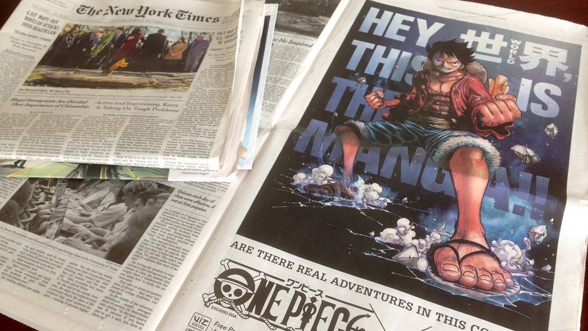 WSJ_manga's tweet photo. ONE PIECE x The New York Times Collaboration Ads https://t.co/jw6U2LkpkC