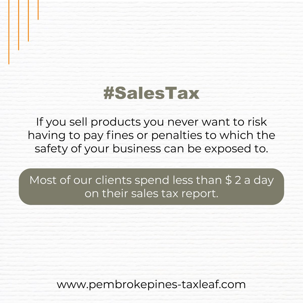 Do you sell products?
You already know, you don't have to overpay!

#taxseasonsale #taxrefundsale #taxtimesale #taxreturnsale #incometaxsale #taxseasonsales #taxleafpembrokepines #workplace #pembrokepines #referrals #business #newbusiness

pembrokepines-taxleaf.com