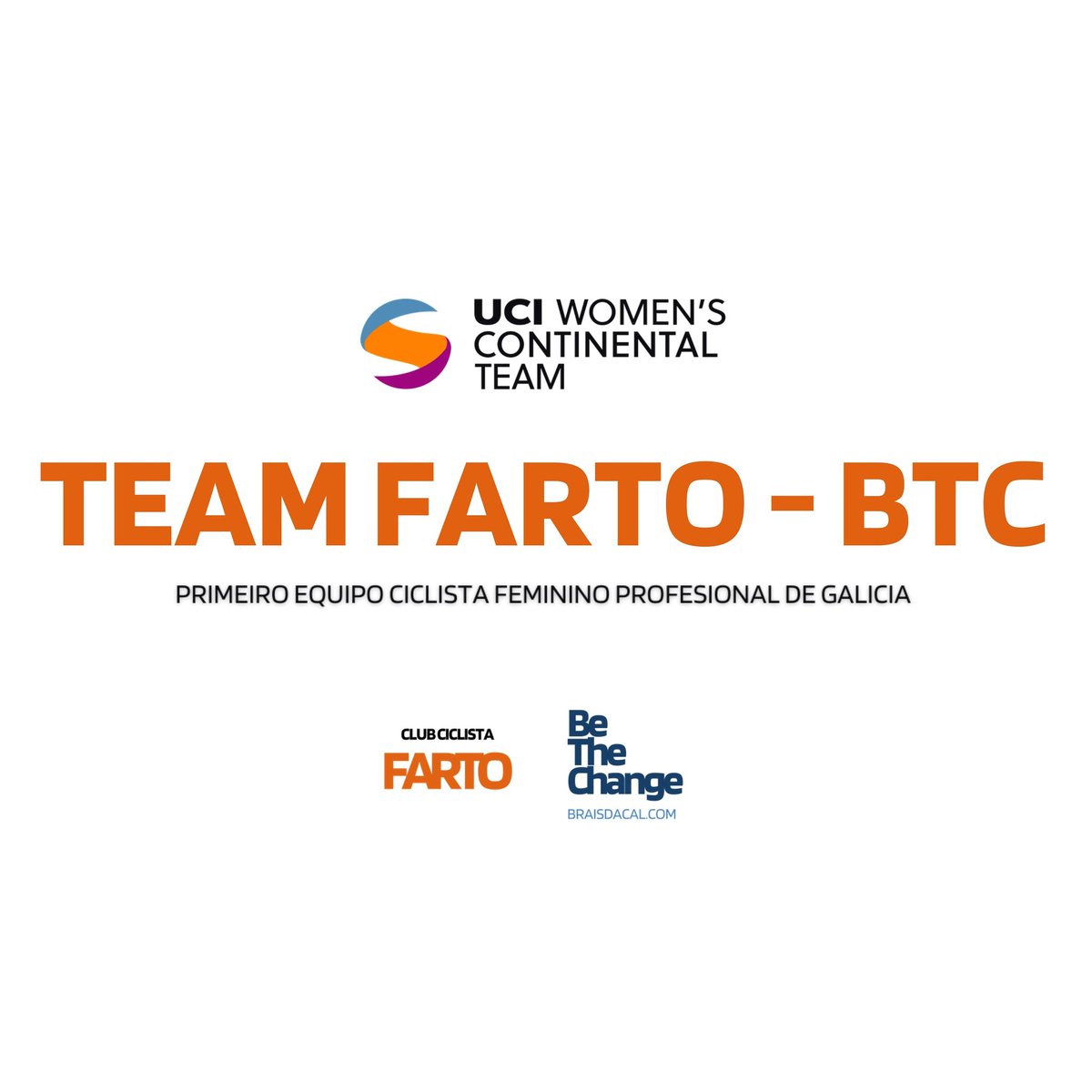 EquipoFarto's tweet photo. 🟠⚫ ¡Team Farto - BTC, UCI Continental Femenino! Seremos el primer equipo ciclista femenino UCI de la historia de Galicia. ¡Un sueño hecho realidad!

En los próximos días anunciaremos imagen, patrocinios, plantilla y mucho más. Estad atentos.

Benvidos!

#TeamFarto #BeTheChange https://t.co/Rq73Oy55R2