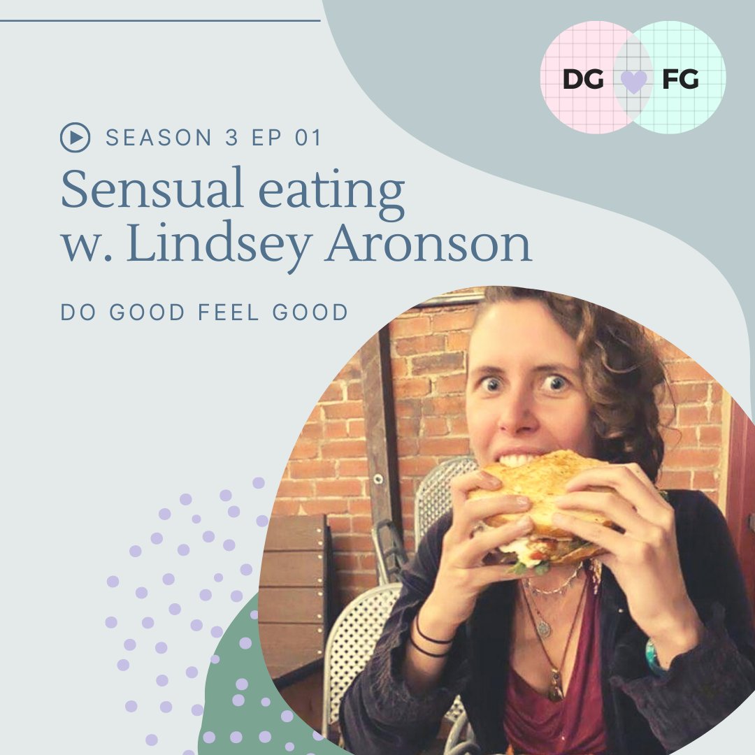 DoGoodShow's tweet image. Welcome to Season 3! On this episode we welcome back a fan favorite - Sex and Relationship Coach, Lindsey Aronson! Together we learn the ins and outs of sensual eating and we invite you to join us, so grab a snack and eat  your bliss. 

#pod #podcast #podnation #food