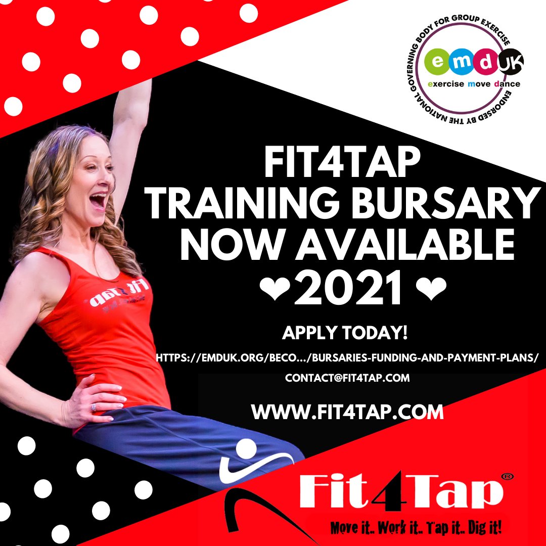 FIT4TAP TRAINING DAY Bursary Now Available 2021! Become a Fit4Tap Instructor Today ❤️ contact@fit4tap.com fit4tap.com 
<a href="/Fit4Tap/">FIT4TAP Official</a> <a href="/EMDForLife/">EMD UK</a> <a href="/EMDSouth/">EMD South</a> <a href="/EMDinLondon/">EMD in London</a> #online #instructortraining #learntotapdance #TAP #dancefitness #classes #fun #funky #exercise