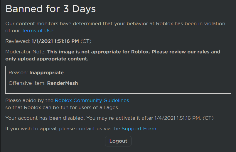 JackaI_I's tweet photo. Yea, so @Roblox decided to ban me for 3 days for a bad shoelace I did in 10 minutes.
At the start I didn't even know what I exactly got banned for, I got my friend to check for me and told me it was specifically the left shoelace of a model that I imported.
#RobloxDev https://t.co/W6F9CbATfo