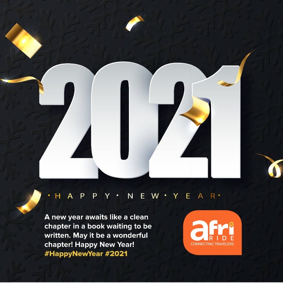 AfriRide's tweet photo. A new year awaits like a clean chapter in a book waiting to be written. May it be a wonderful chapter! Happy New Year! #HappyNewYear #2021 https://t.co/hzy3zMMiQv