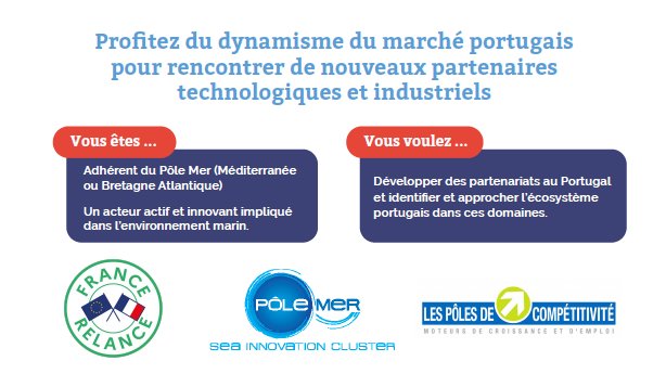 PoleMerMed's tweet image. Vous souhaitez booster vos opportunités d&apos;affaires dans les filières de la construction navale et de l’aménagement portuaire à l&apos;international ?🌊⚓️

Participez à la mission au Portugal 🇵🇹 du 15 au 17 mars 2021, organisée en partenariat avec @PoleMerBA

polemermediterranee.com/Agenda/Eveneme…