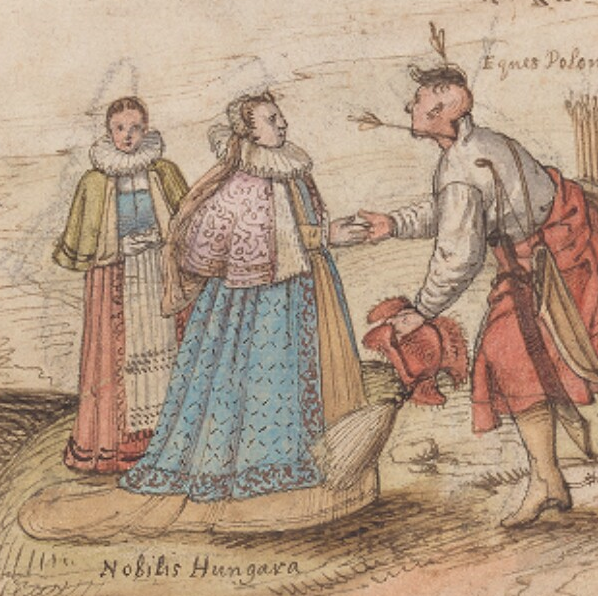 Teszelszky's tweet photo. Remember ill-fated Marcus Baxam from #Hungary? I have just found a drawing of him with two (!) arrows in his head, politely greeting two #Hungarian noble women, drawn and engraved by Joris Hoefnagel in 1597 coll.@BeineckeLibrary. #earlymodern #morbidmonday
https://t.co/hLbw1tFpp5 https://t.co/DKWifFiTeL