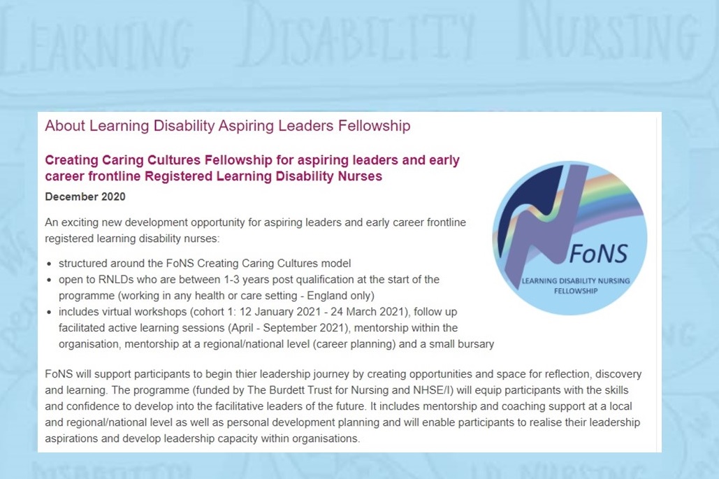 FoNS (@fonscharity) on Twitter photo Still time to apply! We're looking for LD nurses 1-3 yrs post qualification who want to start their leadership journey with FoNS #FoNSLDFellowship
Closes tomorrow
fons.org/programmes/lea… <a href="/SueChapmanLDN/">Sue Chapman</a> <a href="/serenaj2103/">Serena Jones</a> <a href="/JimmyJimrid/">James Ridley</a> @KarenEvansRNLD @zoeeuk <a href="/moomugs/">Muireann Ní Riain</a> <a href="/S411Y100/">Sally Hilton💙</a> Still time to apply! We're looking for LD nurses 1-3 yrs post qualification who want to start their leadership journey with FoNS #FoNSLDFellowship
Closes tomorrow
fons.org/programmes/lea… <a href="/SueChapmanLDN/">Sue Chapman</a> <a href="/serenaj2103/">Serena Jones</a> <a href="/JimmyJimrid/">James Ridley</a> @KarenEvansRNLD @zoeeuk <a href="/moomugs/">Muireann Ní Riain</a> <a href="/S411Y100/">Sally Hilton💙</a>