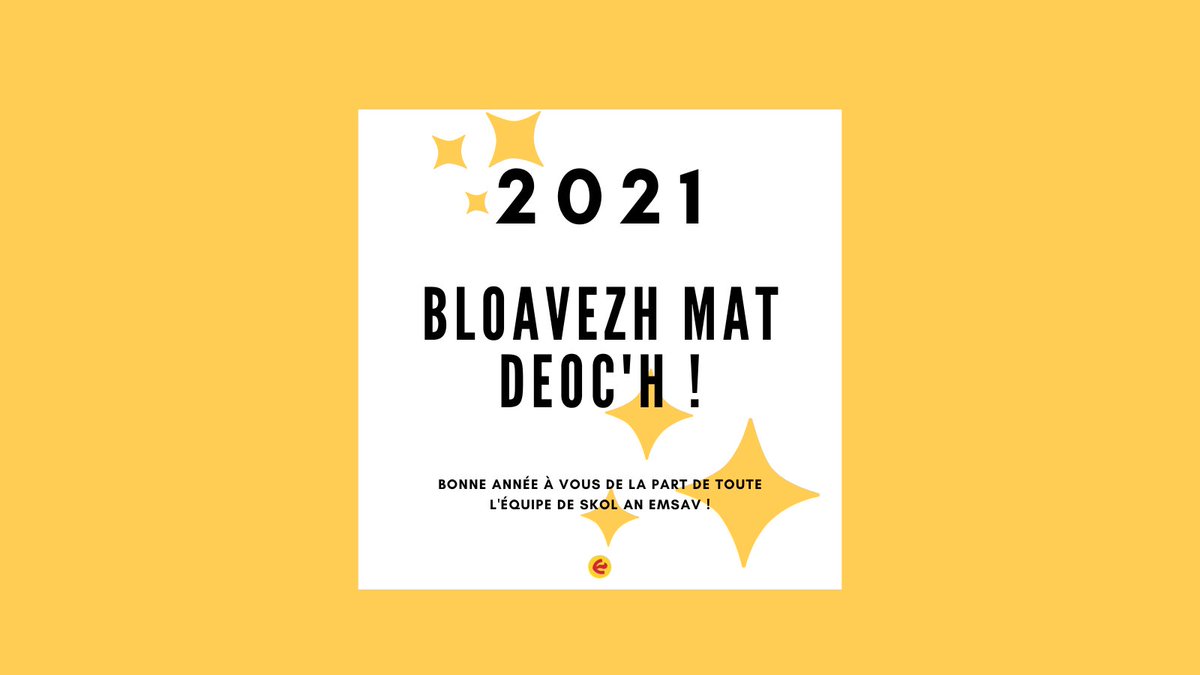 ✨ 2021 ✨

BLOAVEZH MAT DEOC'H HOLL !

#bloavezhmat #bloavezh2021 #skolanemsav #brezhoneg #bremañ #bonneannee2021