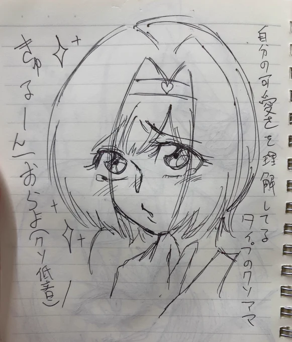 バイト中の落書きをパシャリ。これから描くグラブルの主人公。 