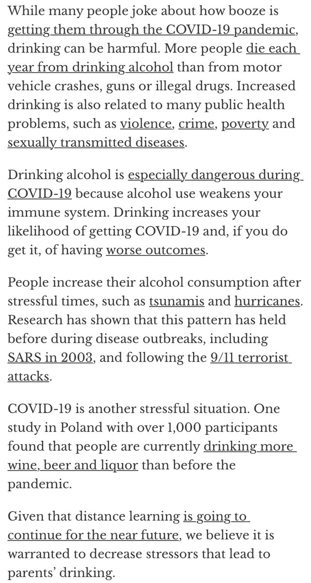 But at the very minimum we shouldn't try to sweep these problems under the carpet https://theconversation.com/parents-with-children-forced-to-do-school-at-home-are-drinking-more-143164