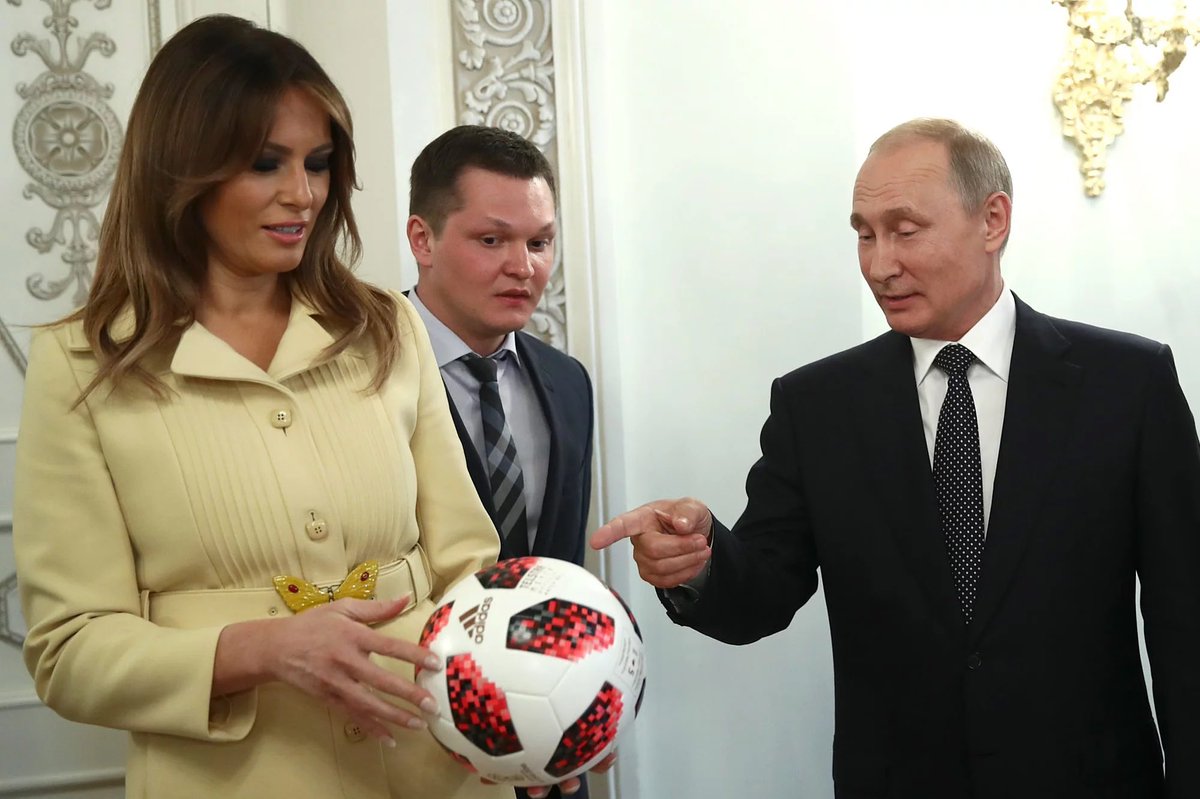 The patches on a football has the same pattern as the chemical structure of adreno-chrome. They symbolically passed over in front of the press