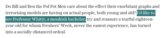 14/ Repeated themes of dehumanising and bullying comments run through Pearson's Telegraph columns, too.  https://www.telegraph.co.uk/women/politics/ridiculous-covid-rules-hurting-young-nobody-wants-punished/