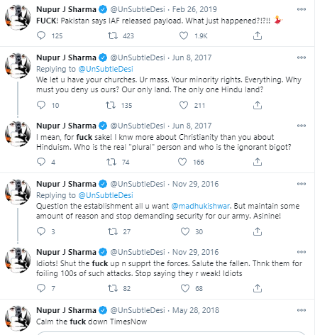 1/4 Dr.  @Swamy39 ,One Abuse Putri based out of Bangalore targeted you using your daughter Suhasini While she had no affiliation with VHS. I am presenting you all the abusive tweets of  @UnSubtleDesi .No decent editor would use f in public  @jagdishshetty