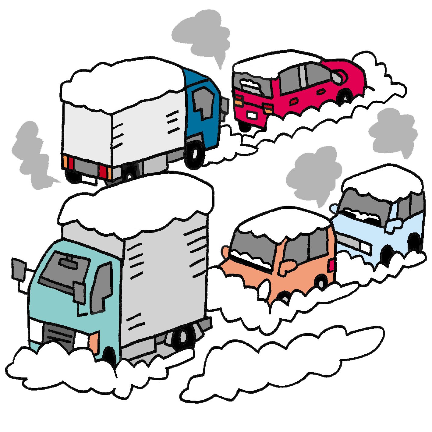 Twitter 上的 防災無料イラスト 新規 大雪による立ち往生のイラスト T Co Prrr7jwz1n 昨年12月16日 18日まで大雪により関越道で大規模な立ち往生が発生しました 寒い中何十時間も動けない状況は本当に大変そうでした また7日から大雪のようですので皆さん