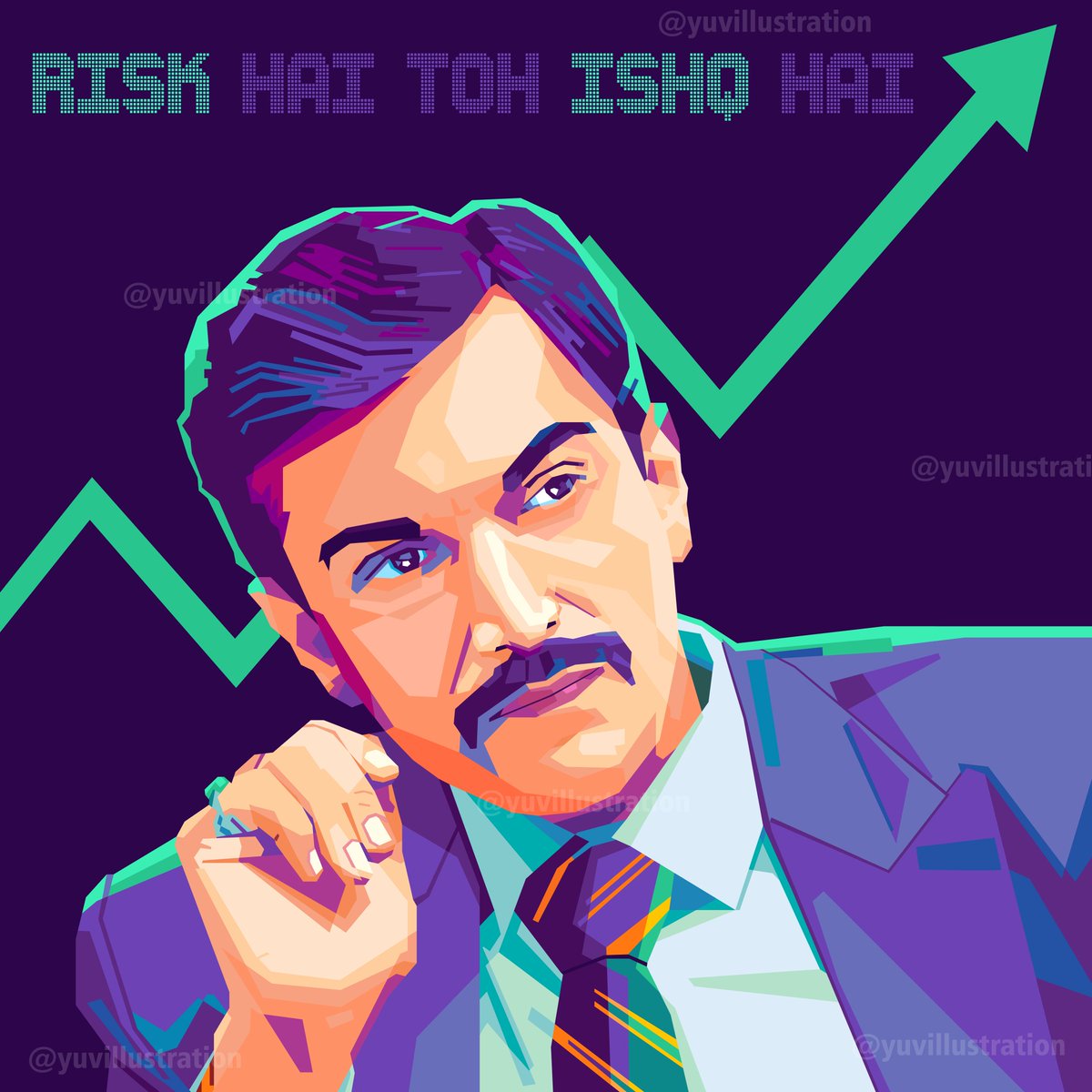 yuvillustration's tweet photo. Risk hai to Ishq hai
*Scam 1992 title track plays in the background*
Thanks @SonyLIV for giving us this masterpiece. https://t.co/YzQ3QXq7re