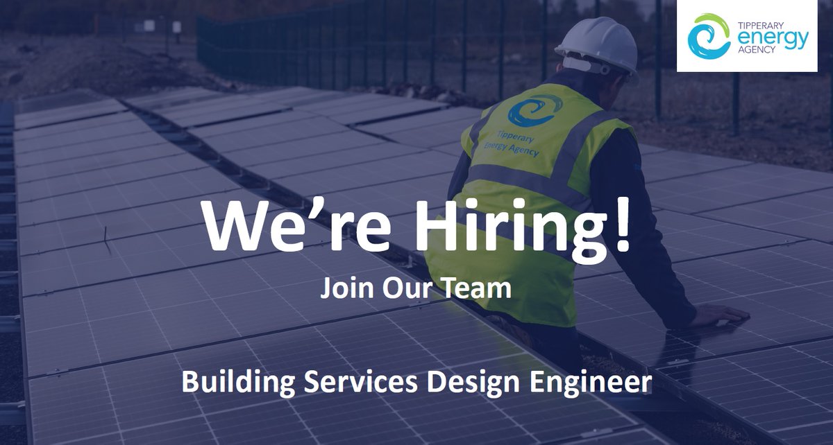 Join our growing team &amp; help us lead the delivery of sustainable energy solutions in Tipperary &amp; beyond.

We're recruiting a number of Building Services Design Engineers to join our team in Nenagh.

Closing date is Friday, 15th January. Full details here: bit.ly/2WkE86a
