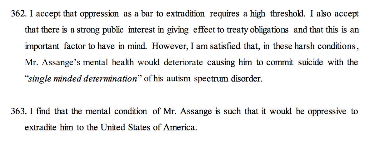 Key sections in British court's decision against US extradition request and why the judge determined it would be oppressive to approve the request against Assange