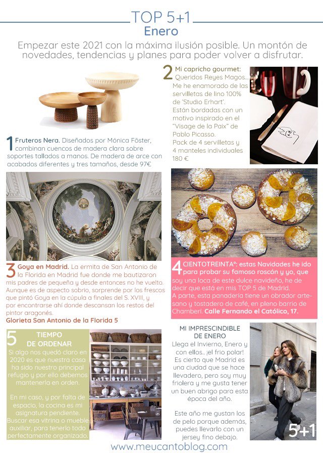 Hoy en el #blog mi TOP 5+1 para este mes de #Enero 🌟.

Nuevo Año y un nuevo mes para seguir descubriendo sitios, lugares, planes,...a pesar de la situación que vivimos. Espero que os guste.

👉 bit.ly/38VTtjj

#deco #diseño #invierno #madrid #enero #exposiciones