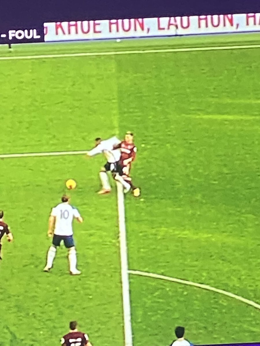 The frame chosen by the VAR, who again was Paul Tierney, could perhaps have been marginally later than it should have been. Note it is Alioski's right leg that causes the foul, which is obscured here and is further forward than the image may initially suggest.