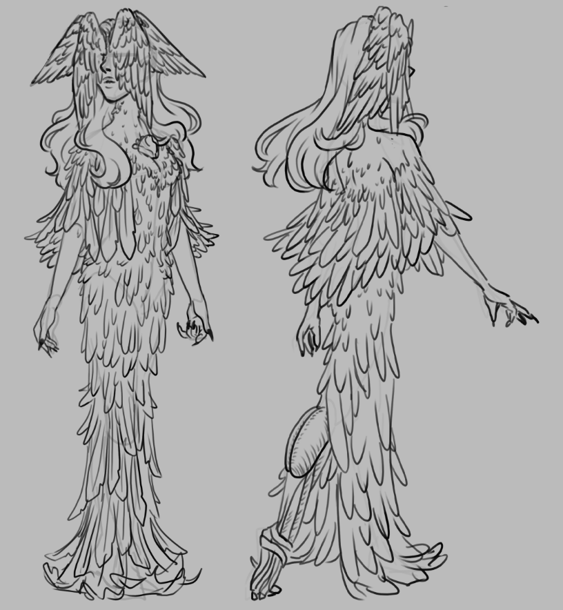 been drawing for like 18 hours i'm gonna conk out. here's some more visual dev work!! this time my scarecrow and witch fullbodies and a lil lineup of the main cast <33 