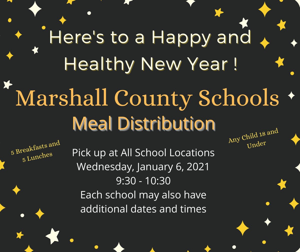 MCSWV's tweet image. Meal kits will be distributed this Wednesday, January 6, 2021 from 9:30 am until 10:30 am at all schools. 

Kits are available for any child 18 or younger and will include five breakfasts and five lunches.