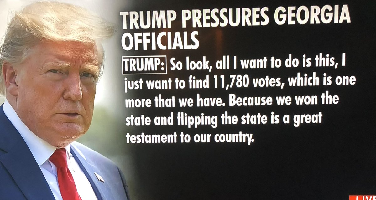 On an hour long phone call with the Georgia Sec. of State, the seditious Trump makes desperate attempt to manipulate and steal votes in the tune of 11,780 votes! THAT’S ILLEGAL!!! 😤😤😤