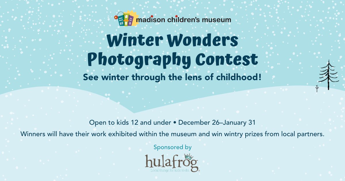 We'll be selecting the first prize winners for our Winter Wonders photography contest soon, but there's still time to get your pictures in before the first judging, so get the kids outside while the frost is still on the trees! madisonchildrensmuseum.org/winterwonders/